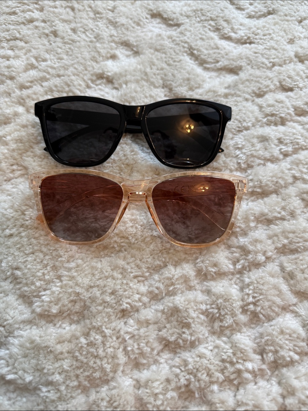 Classic Black Sunglasses & Blush Transparent Frame Sunglasses - 2-Pack